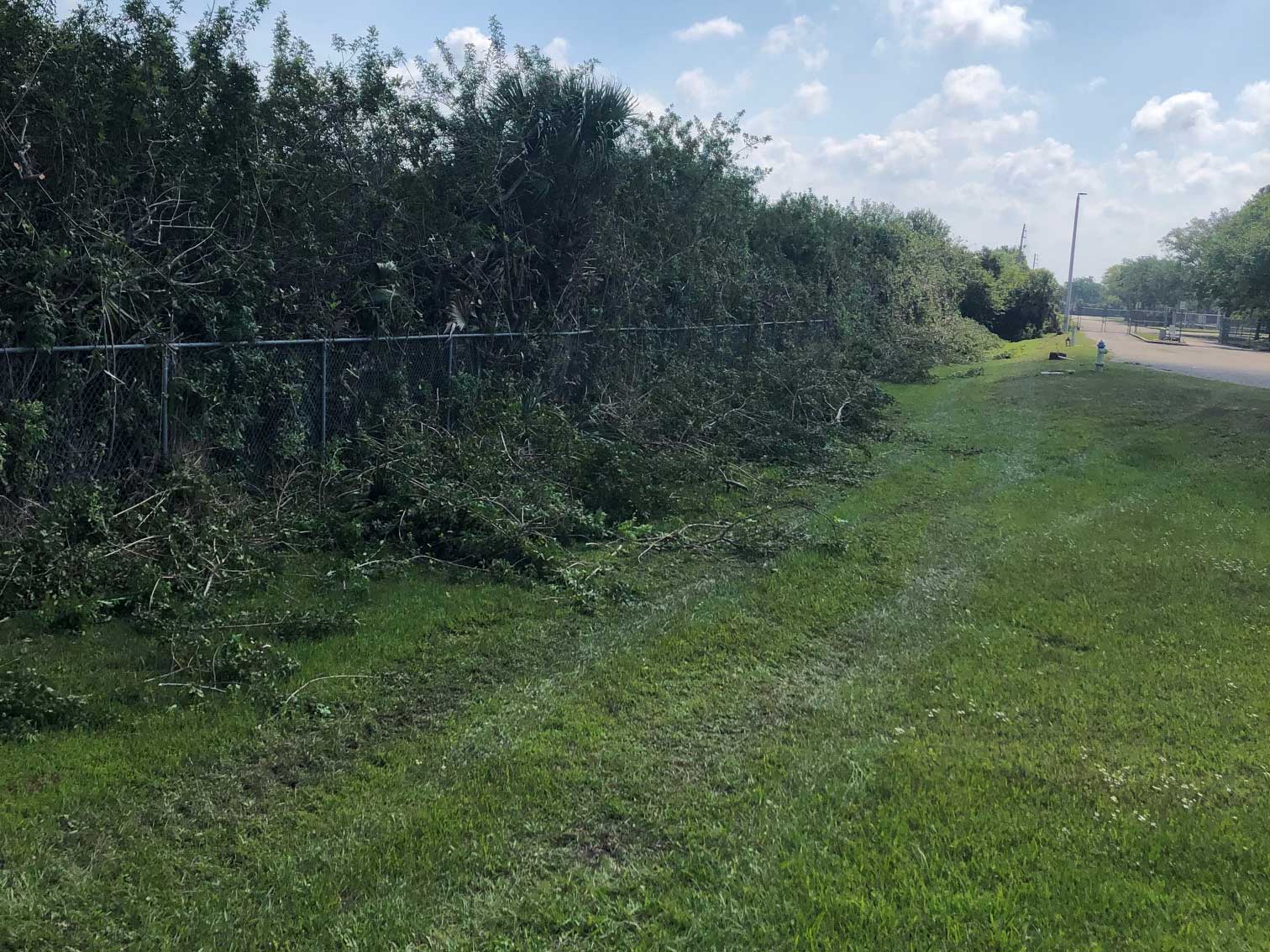 Vertical Cutting and Fence Line Mowing after with 2074